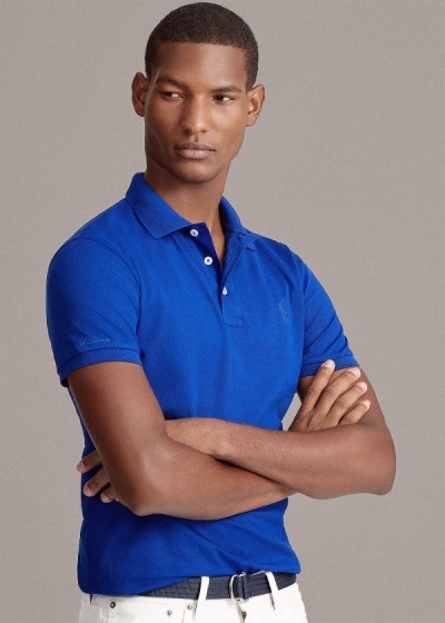 Polos Ralph Lauren Hombre Azul Rey Azules - Custom Slim Fit Piqué - YBWSN3175